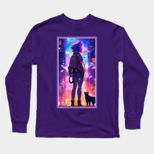 Anime Cute Cat Girl | Sci-Fi Manga Girl Anime Art Long Sleeve T-Shirt